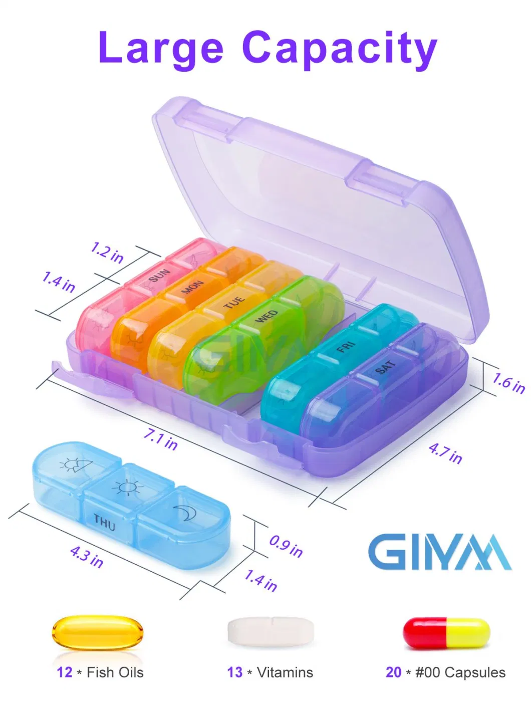 Convenient Weekly Pill Organizer with 3 Daily Compartments