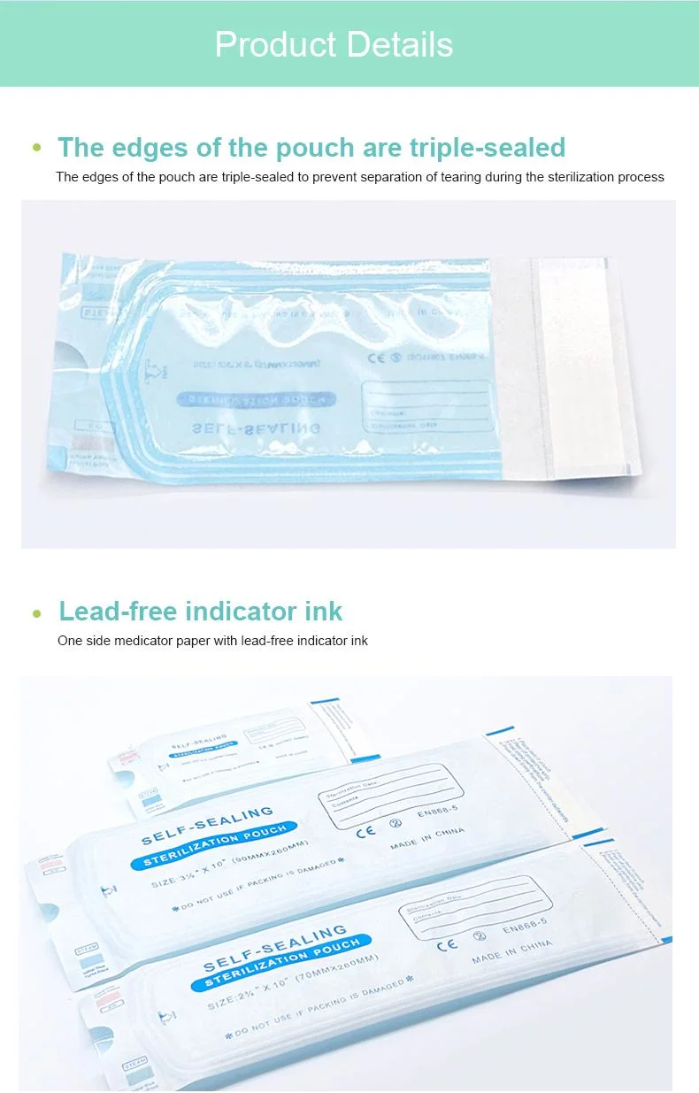 Self Sealing Sterilization Autoclave Pouches for Other Medical Consumable Packaging Disposable Salon Disinfection Tools Sterilization Pouches Sterilization Bags