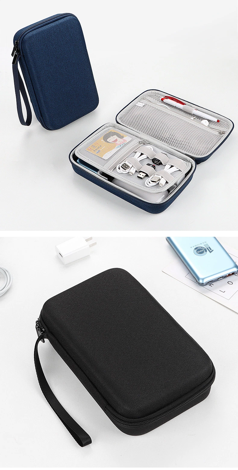 Shockproof EVA Hard Shell Double Layers Digital Accessories Parts Power Bank USB Cable Data Line Flash Hard Disk Organizer Storage Bag Box Case