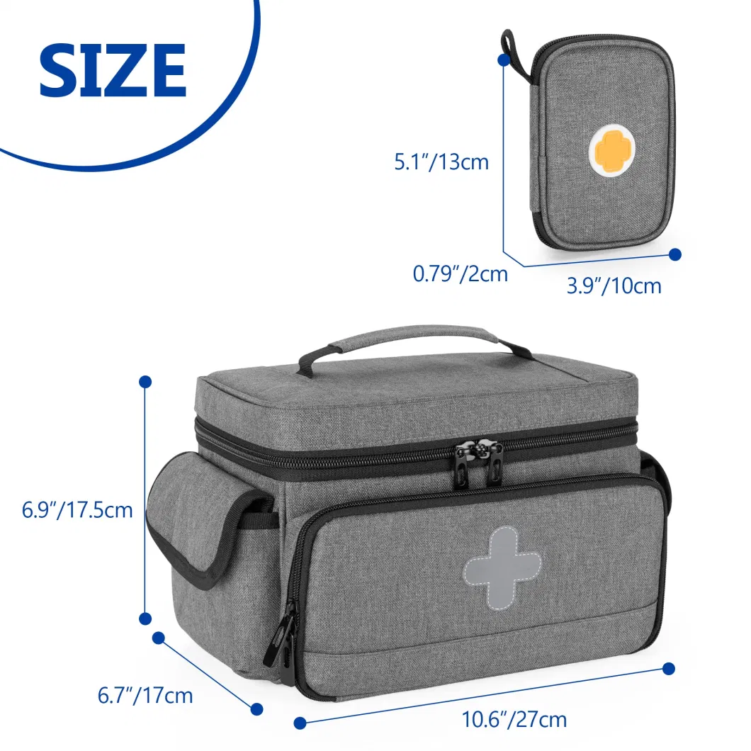 Medicine Storage Bag Empty Lockable Pill Bottle Organizer with Portable Zippered Pouches for First Aid Kits Medicine Box