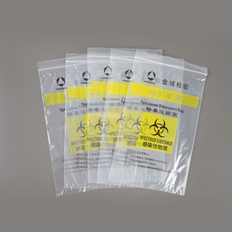 China Supplier PE Clear Bags Plastic Packaging Bag with Ziplock Custom Medical Inspection Sub Biosafety Specimen Specimen Transport Receiving Three Layer Bag