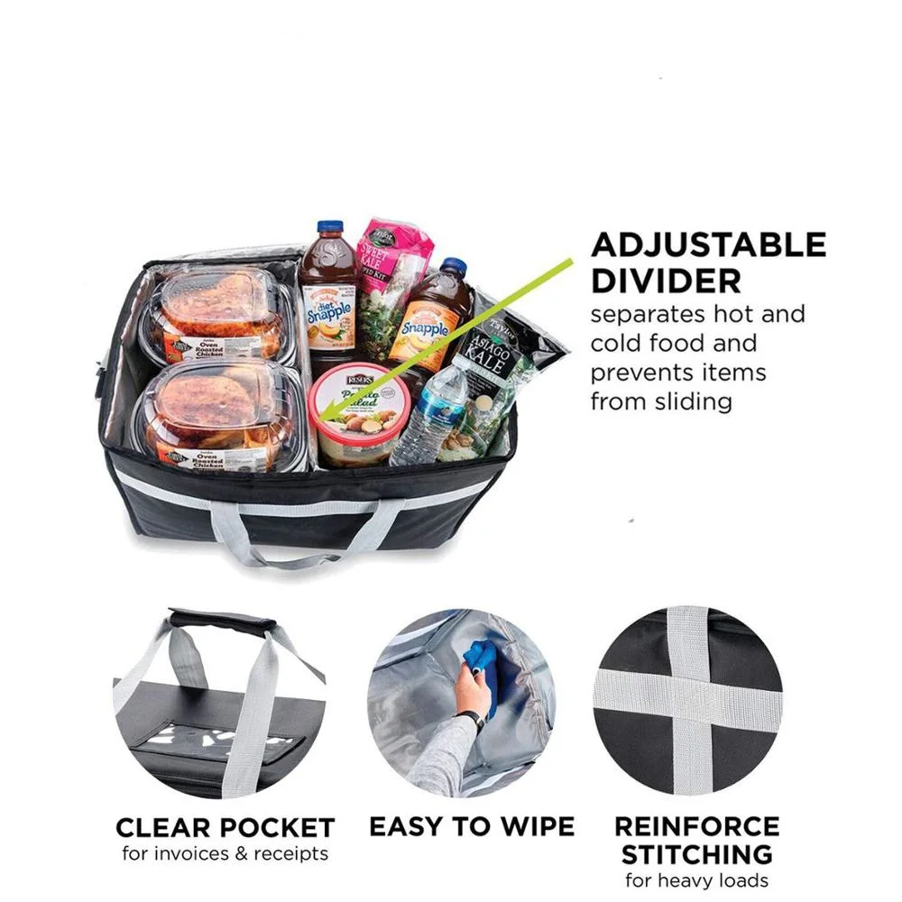 Custom High Quality Waterproof Insulated Food Delivery Bag with Adjustable Shoulder Strap Cooler Insulated Food Bags Organizer Leakproof Cooler Bags