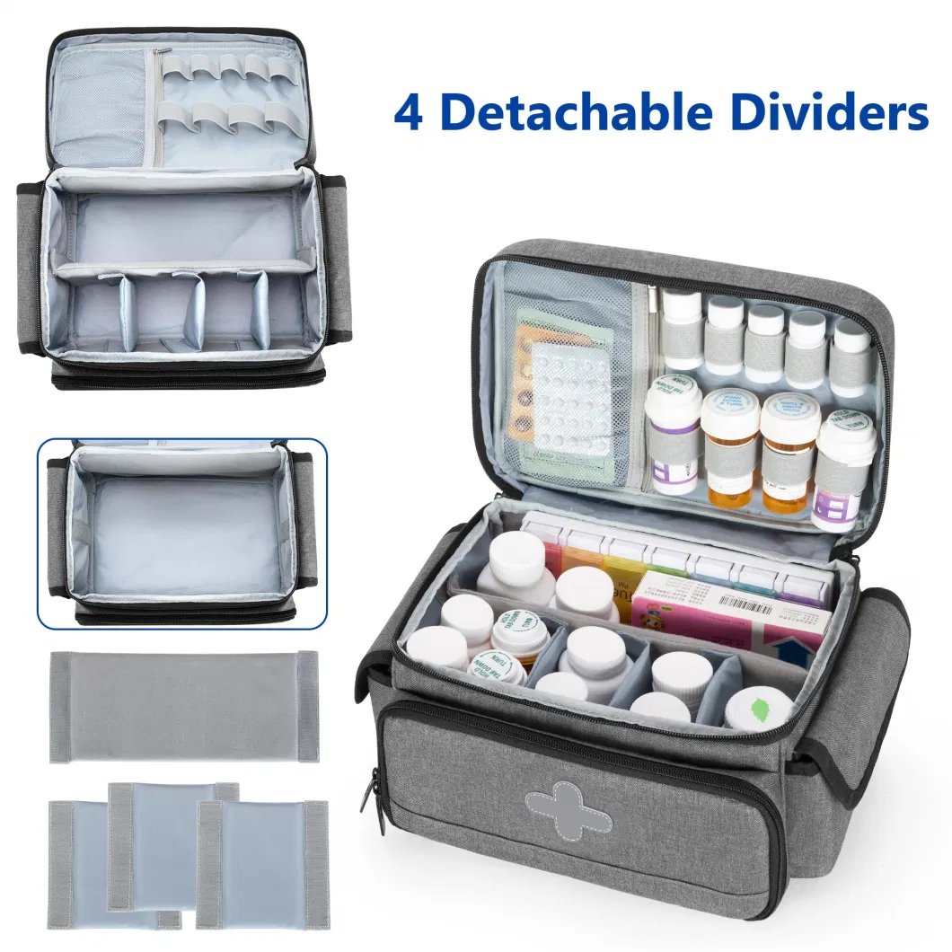 Medicine Storage Bag Empty Lockable Pill Bottle Organizer with Portable Zippered Pouches for First Aid Kits Medicine Box