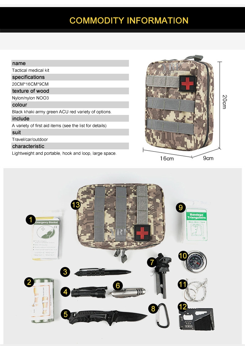 Factory Stock Government Agencies EVA First Aid Kit Outdoor Rescue Medical Supplies Backpack Nylon 36 Hours Survival Emergency Kit