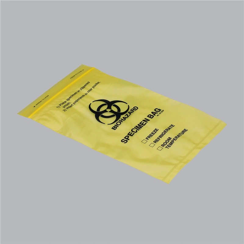 6 X9 Ziplock Plastic Zipper Disposal Medical Biohazard Specimen Transport Bags with Back Pouch