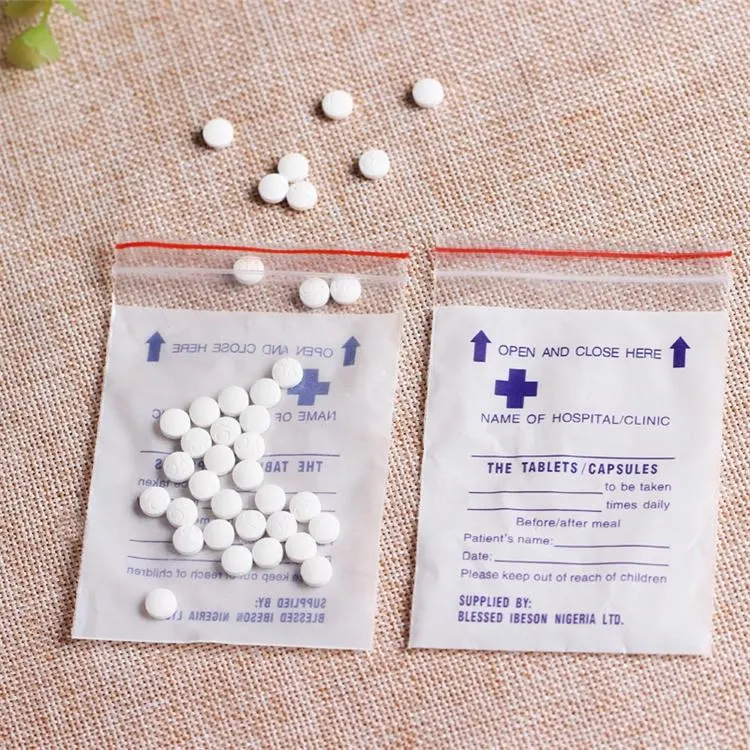 Custom Small Ziplock Medicine Pill Packaging Zipper Dispensing Envelopes Plastic Pharmacy Pill Bag for Hospitalpopular