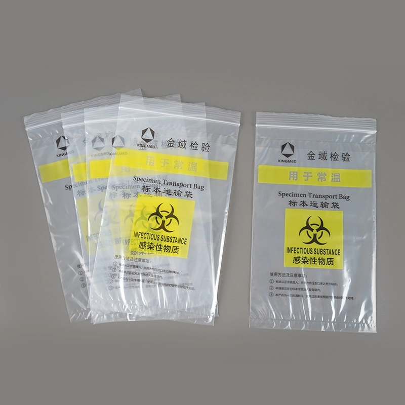 China Supplier PE Clear Bags Plastic Packaging Bag with Ziplock Custom Medical Inspection Sub Biosafety Specimen Specimen Transport Receiving Three Layer Bag