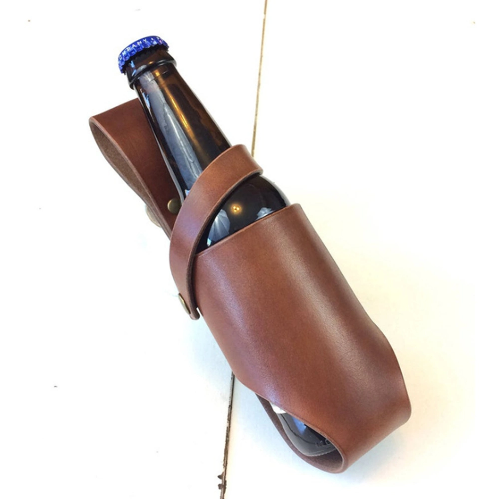 Factory PU Leather Travel Pouch Waist Bag Beverage Holder 12 Ounce Beer Holster