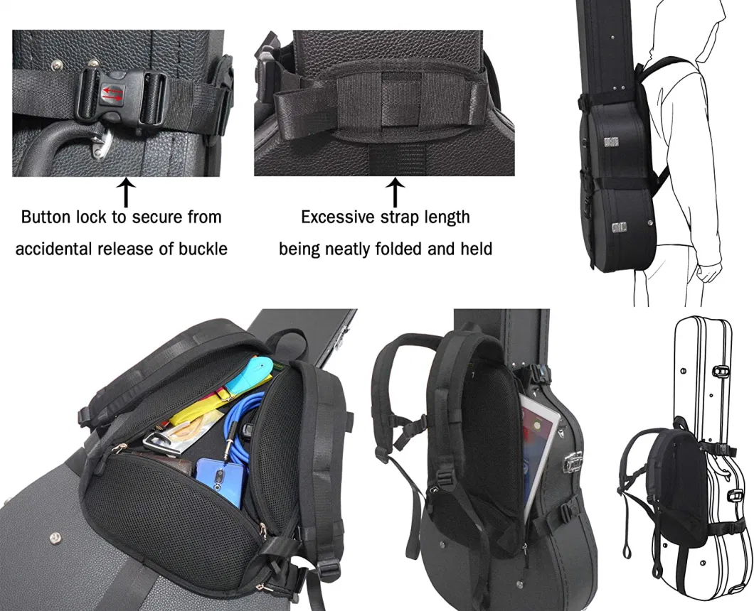 Guitar Hard Case Backpack Bag Carrying System