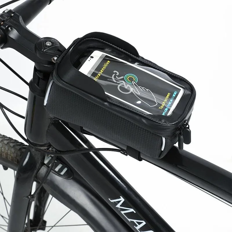 Outdoor Waterproof Touch Screen Bike Phone Front Frame Bag Tube Bicycle Bag