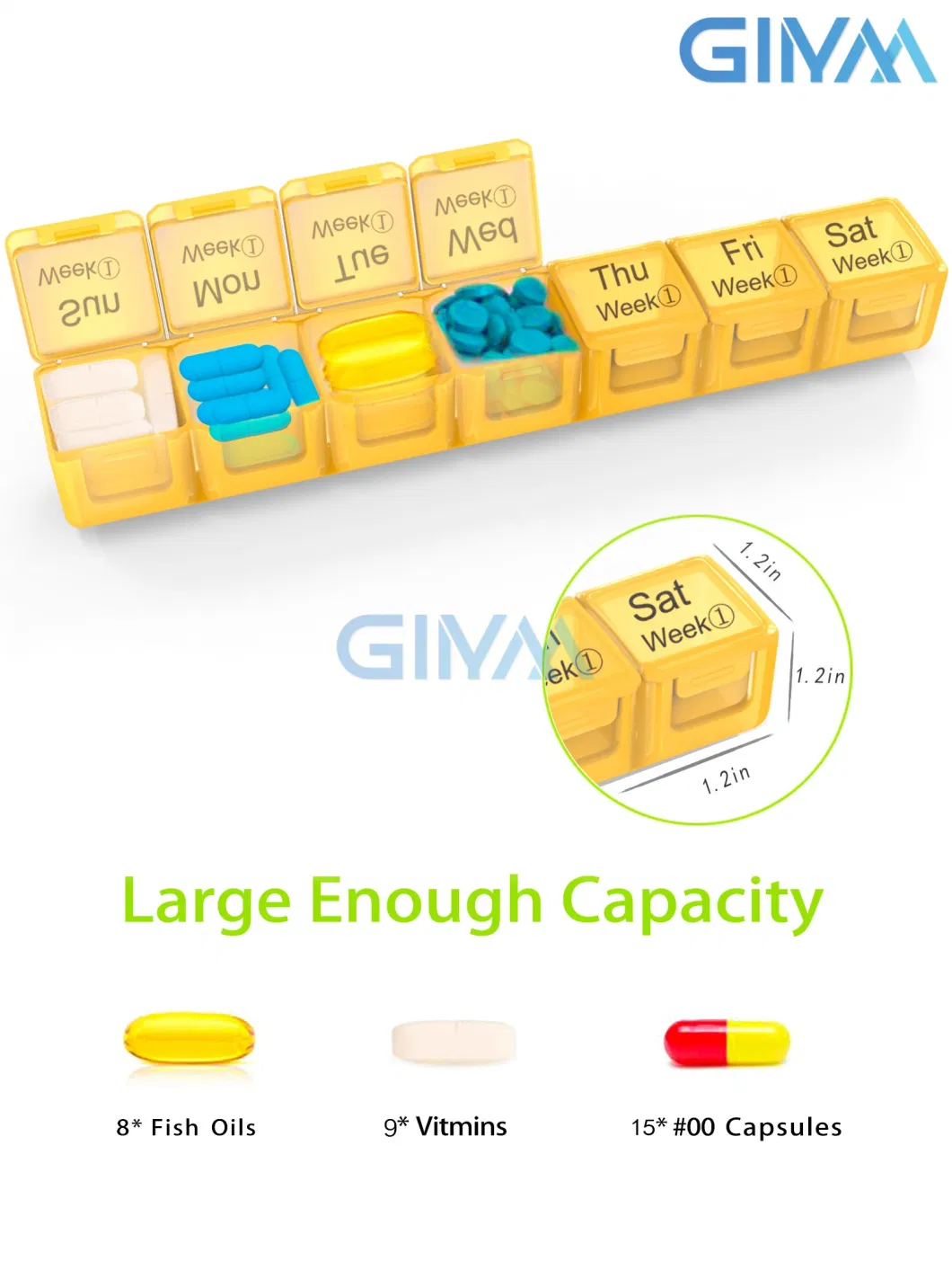 Monthly, 4 Weeks Pill Box, Large Pill Case 28 Day, Moisture-Proof One Month 30 Day Medicine Organizer Container for Vitamin, Supplements