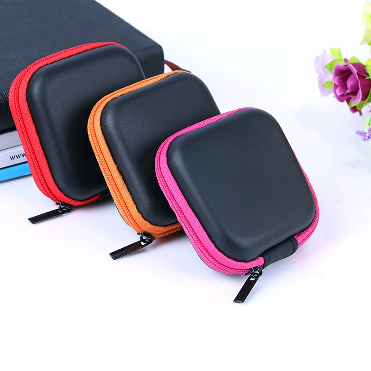 Custom Logo Portable EVA Zipper Earphone Organizer Cable Storage Box Carrying Case