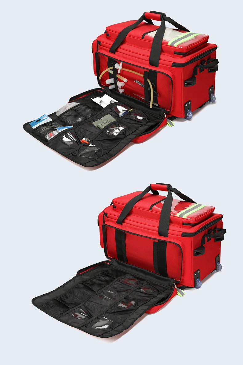 Retractable Luggage First Aid Kit Telescopic Handle Medical Bag Large Capacity Medical Kit Backpack