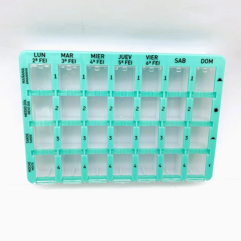 Travel Plastic Tablet Box 7 Layers 28-Grid Flip-Top Weekly Pill Organizer