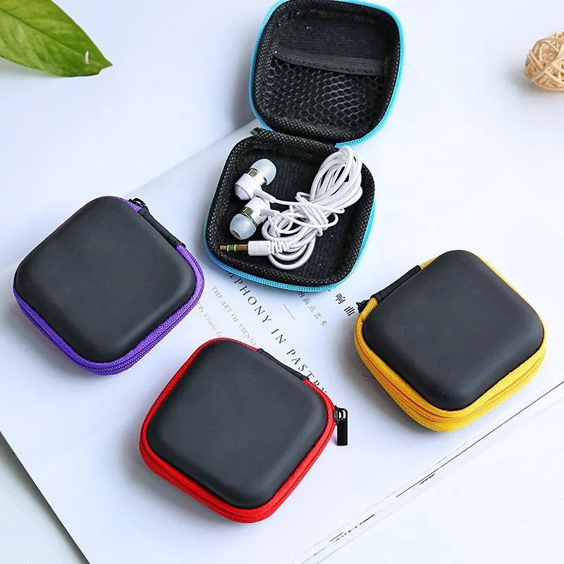 Custom Logo Portable EVA Zipper Earphone Organizer Cable Storage Box Carrying Case