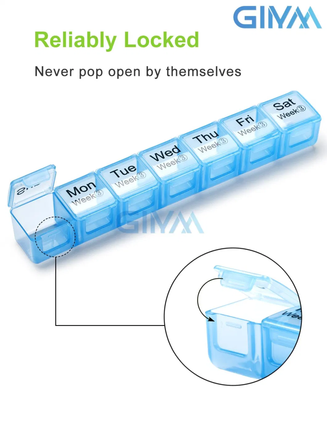 Monthly, 4 Weeks Pill Box, Large Pill Case 28 Day, Moisture-Proof One Month 30 Day Medicine Organizer Container for Vitamin, Supplements