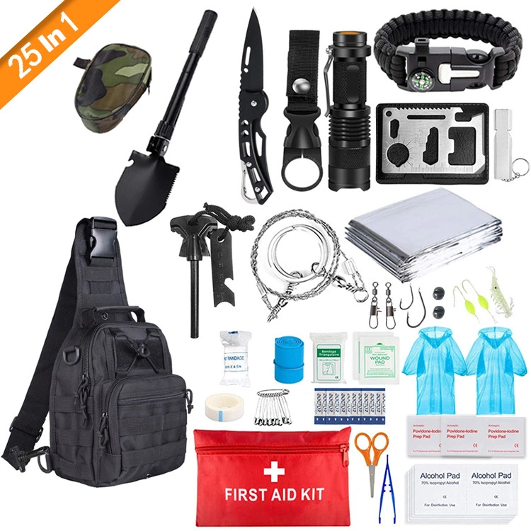 25 in 1 Outdoor Camping Equipment Survival Medical Multifunctional Sos Emergency Supplies Single Shoulder First Aid Ifak Bag