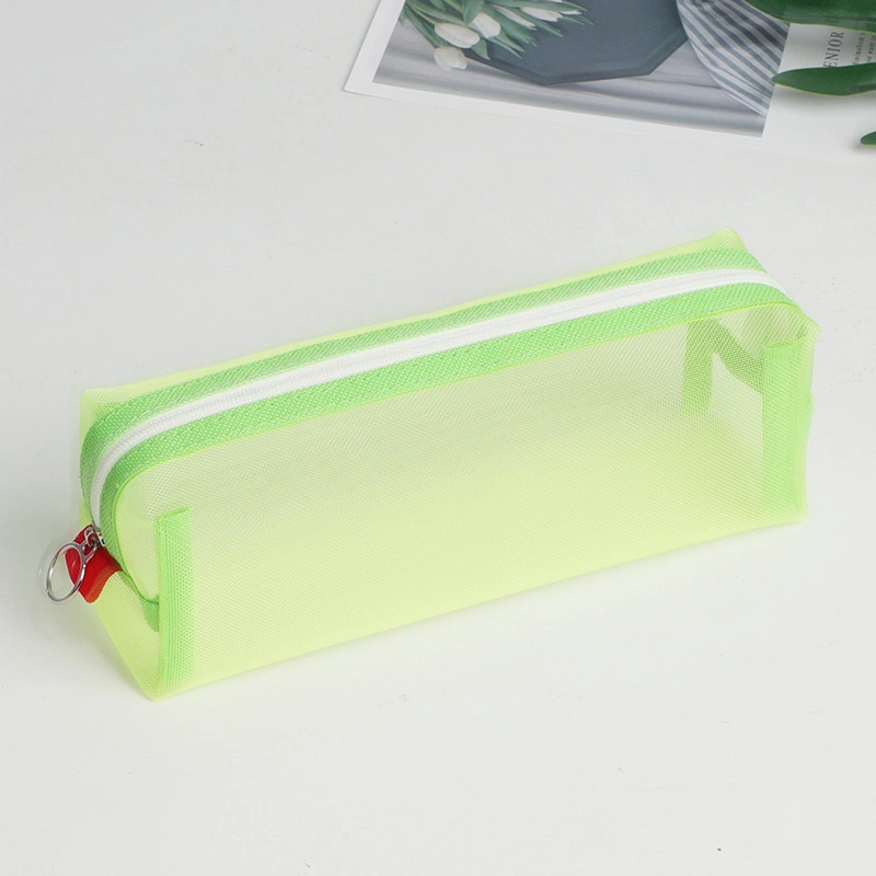 Transparent Clear Zipper Mesh Portable School Pen Bag Pencil Pouch