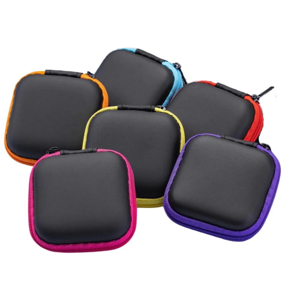 Square Shaped Carrying Storage Bag Earphone Hard Case