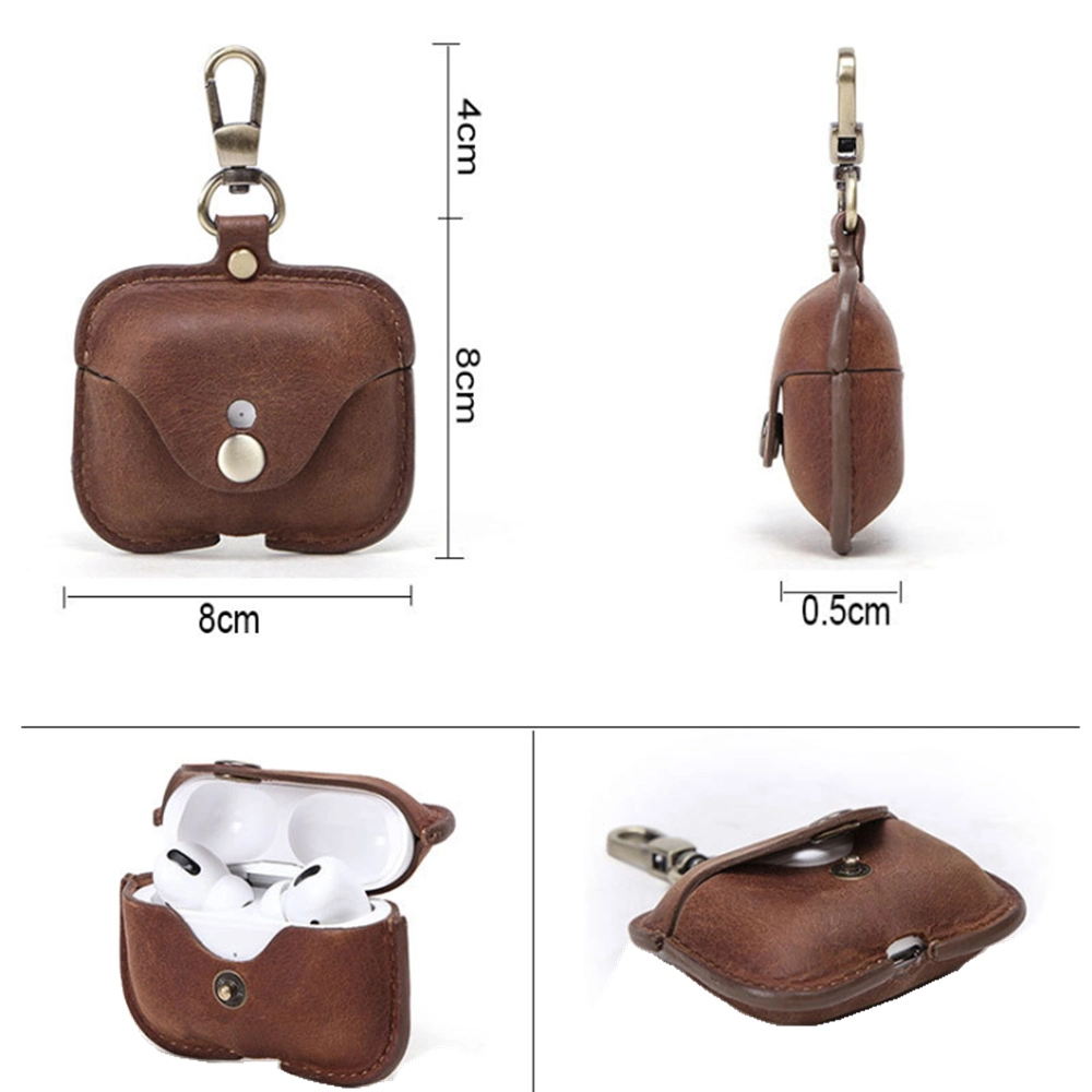 Brown Best Seller Real Leather Bags Cases Wireless Earphone Case