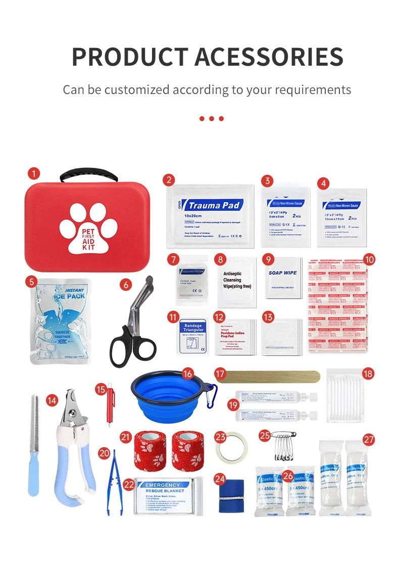 EVA Dog Pets First Aid Kit Bag Medical Emergency First with Staple Suppliers