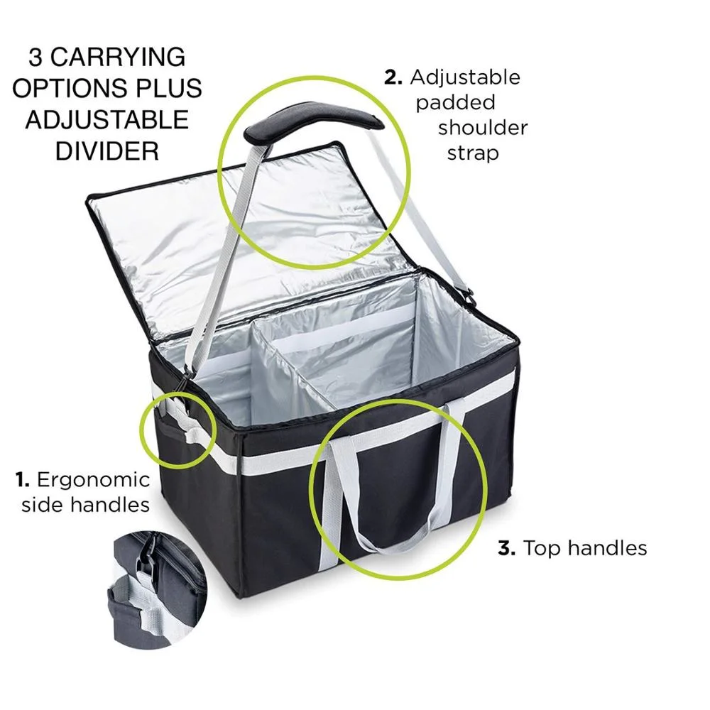 Custom High Quality Waterproof Insulated Food Delivery Bag with Adjustable Shoulder Strap Cooler Insulated Food Bags Organizer Leakproof Cooler Bags