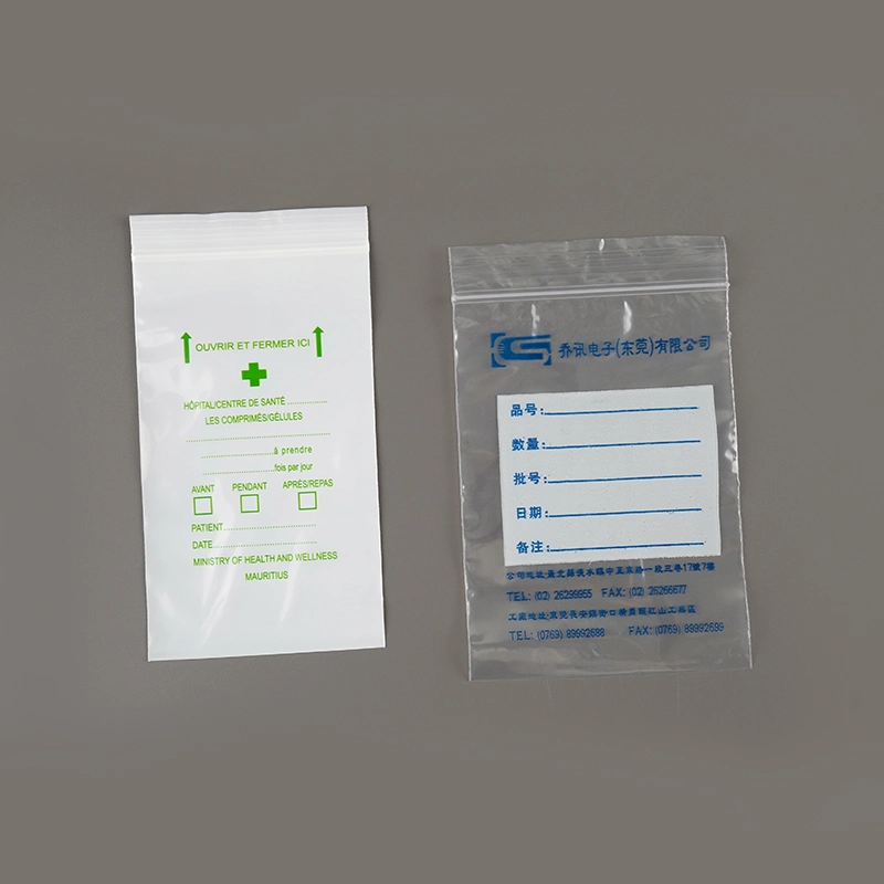 for Custom Print Transparent Clear Small Medical Hospital Medicine Writable Ziplock Zip Lock Plastic Packaging Bag with Logo