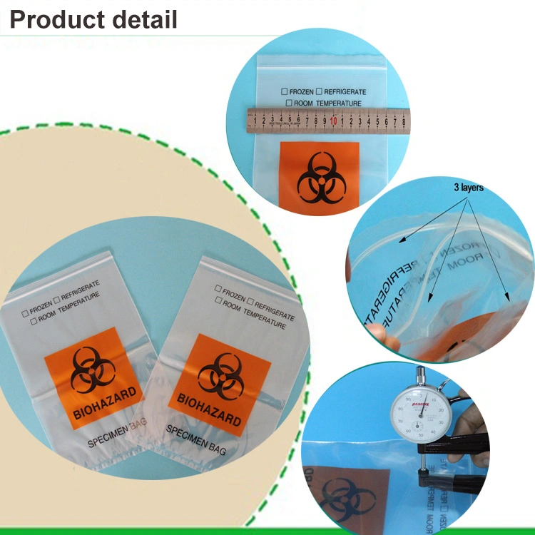 Disposable Ziplock Medical Plastic Transport Biohazard Specimen Bag Autoclave Bag