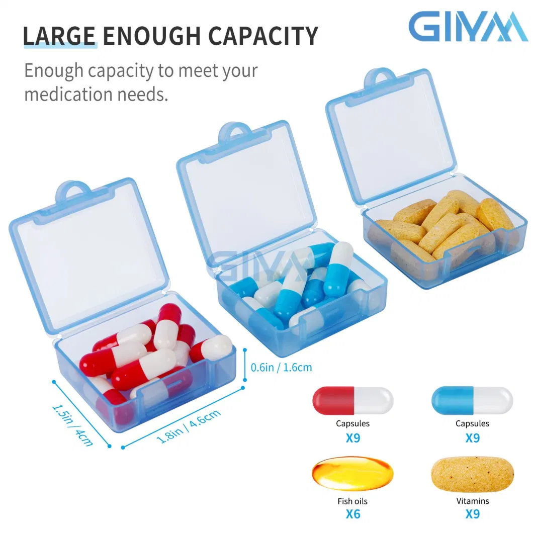 Small Pill Box (3 Pack) , Daily Pill Case Portable for Purse Pocket, Travel Pills Box Medicine Storage Container Earplug