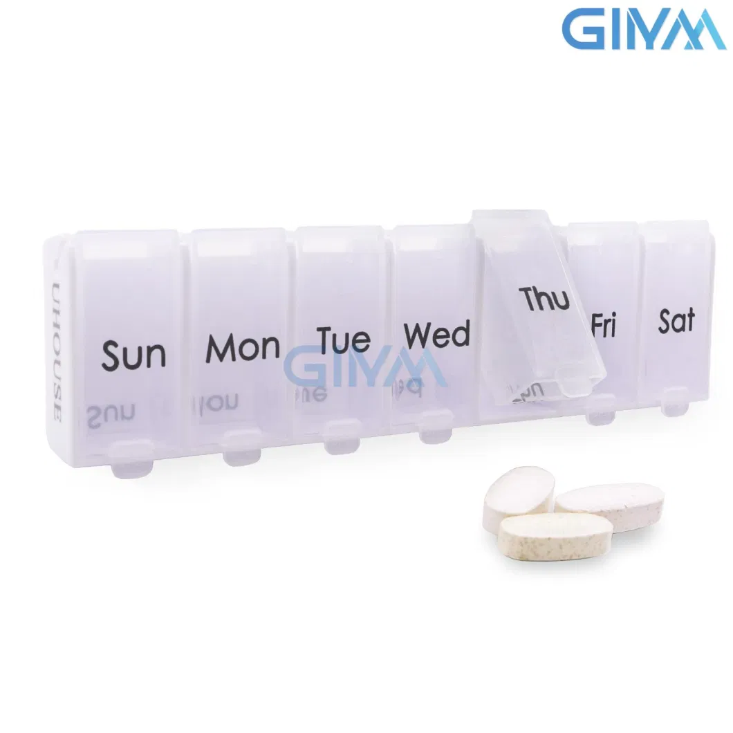 Weekly Pill Box 7 Day Pill Organizer, BPA Free Travel Daily Pill Case, Upgraded Removable Small Mini Pill Box, Pill Container Medicine Case for Pills/Vitamin