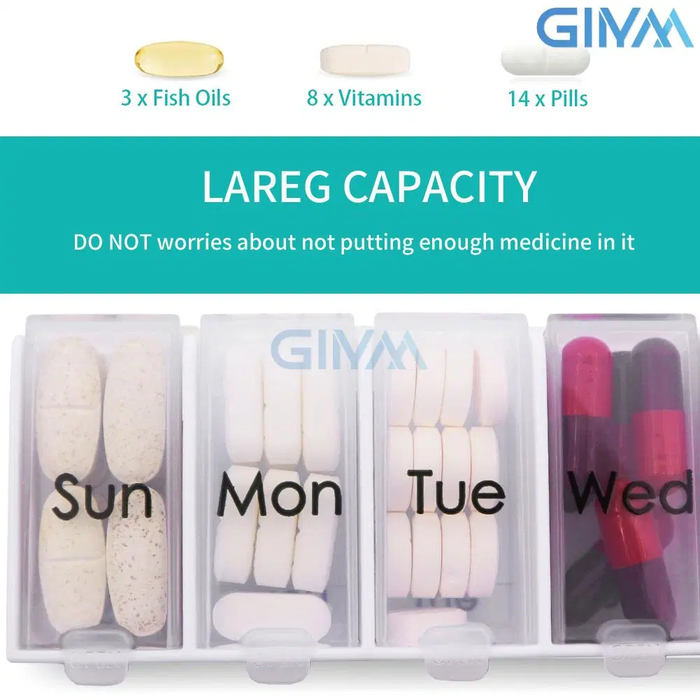 Weekly Pill Box 7 Day Pill Organizer, BPA Free Travel Daily Pill Case, Upgraded Removable Small Mini Pill Box, Pill Container Medicine Case for Pills/Vitamin