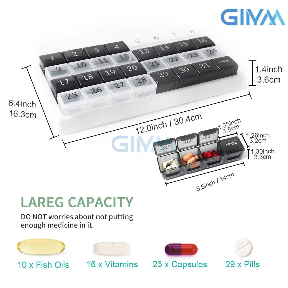 Monthly Pill Organizer 1 Times a Day, 30 Day Pill Box, One Month Pill Case Once a Day, 31 Day Pill Holder Medicine Organizer for Vitamin