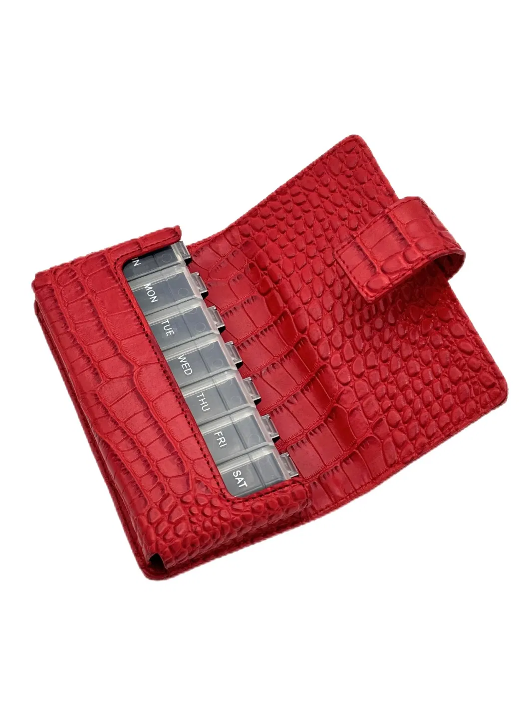 7 Days Pill Organizer in Wallet Weekly Medicine Travel Case with PU Leather Bag