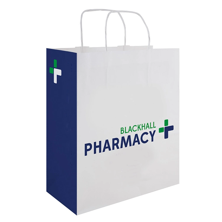 Custom Printed Logo Size Small Daily Pharmacy Counter Medical Sickness Sos White Kraft Paper Bags for Medicine