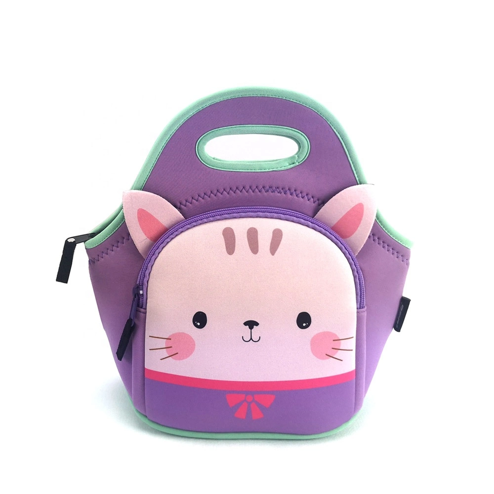 Promotional Custom Personalized Small Thermal Insulated Lunch Box Freezable Neoprene Cooler Bag for School Kids