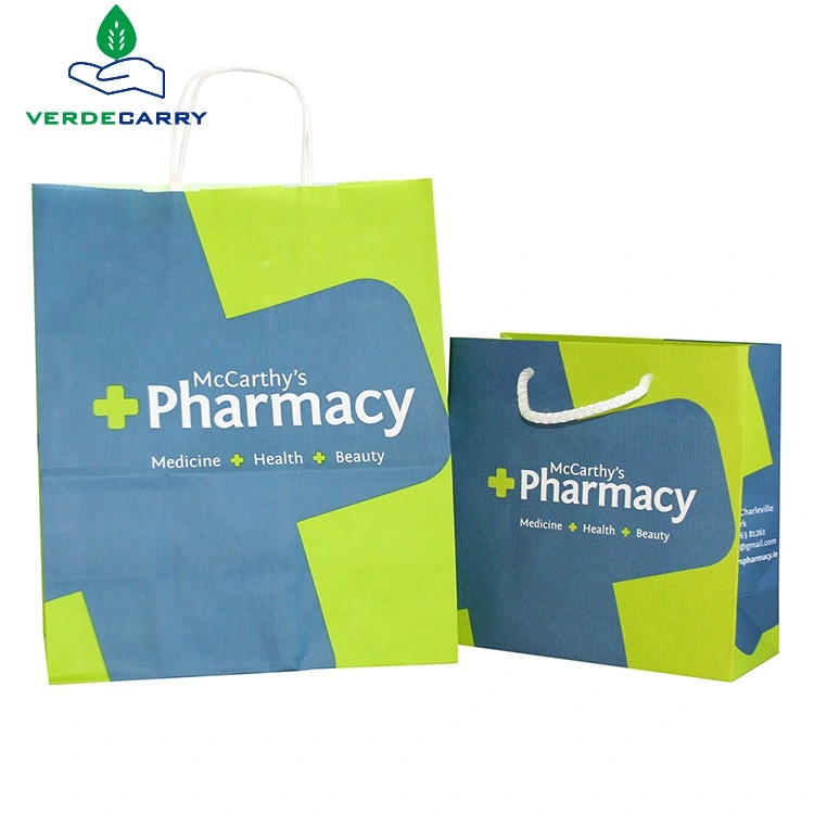 Custom Printed Logo Size Small Daily Pharmacy Counter Medical Sickness Sos White Kraft Paper Bags for Medicine