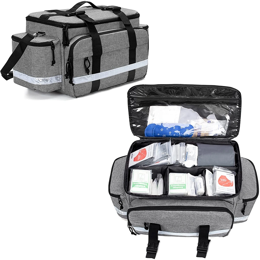 Emergency Responder Trauma Medical Kit Bag with Detachable Dividers and Top Buckles