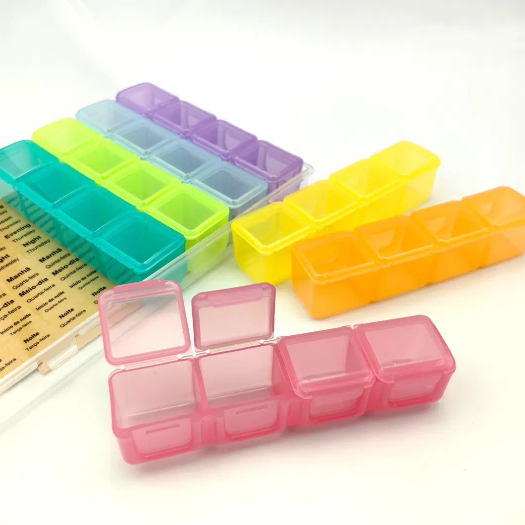 7days 28cells Medicine Box Weekly Pill Case Portable Travel Detachable Pill Organizer