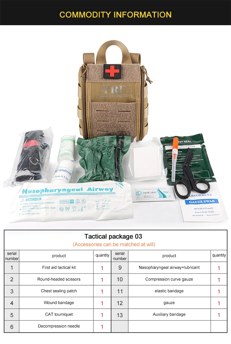 Factory Stock Government Agencies EVA First Aid Kit Outdoor Rescue Medical Supplies Backpack Nylon 36 Hours Survival Emergency Kit