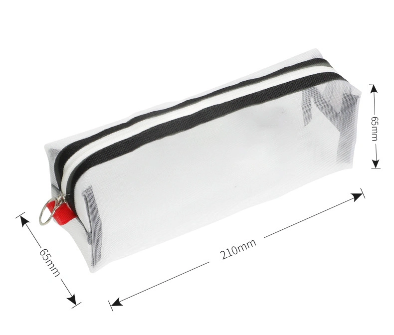 Transparent Clear Zipper Mesh Portable School Pen Bag Pencil Pouch