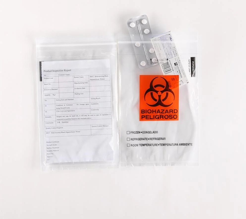 Triple Medical Un3373 Transparent Transport 95kpa Absorbent Sealed Zip Specimen Collection Bag with Pouch