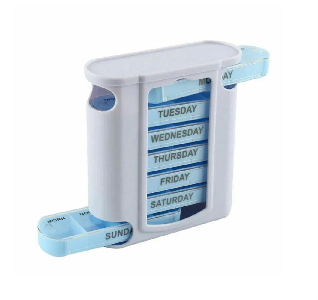 Sliding Pill Box Organizer Weekly Travel Pill Box 7 Day Pill Case Medicine Organizer for Vitamin