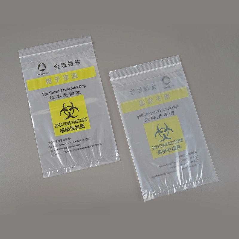 China Supplier PE Clear Bags Plastic Packaging Bag with Ziplock Custom Medical Inspection Sub Biosafety Specimen Specimen Transport Receiving Three Layer Bag