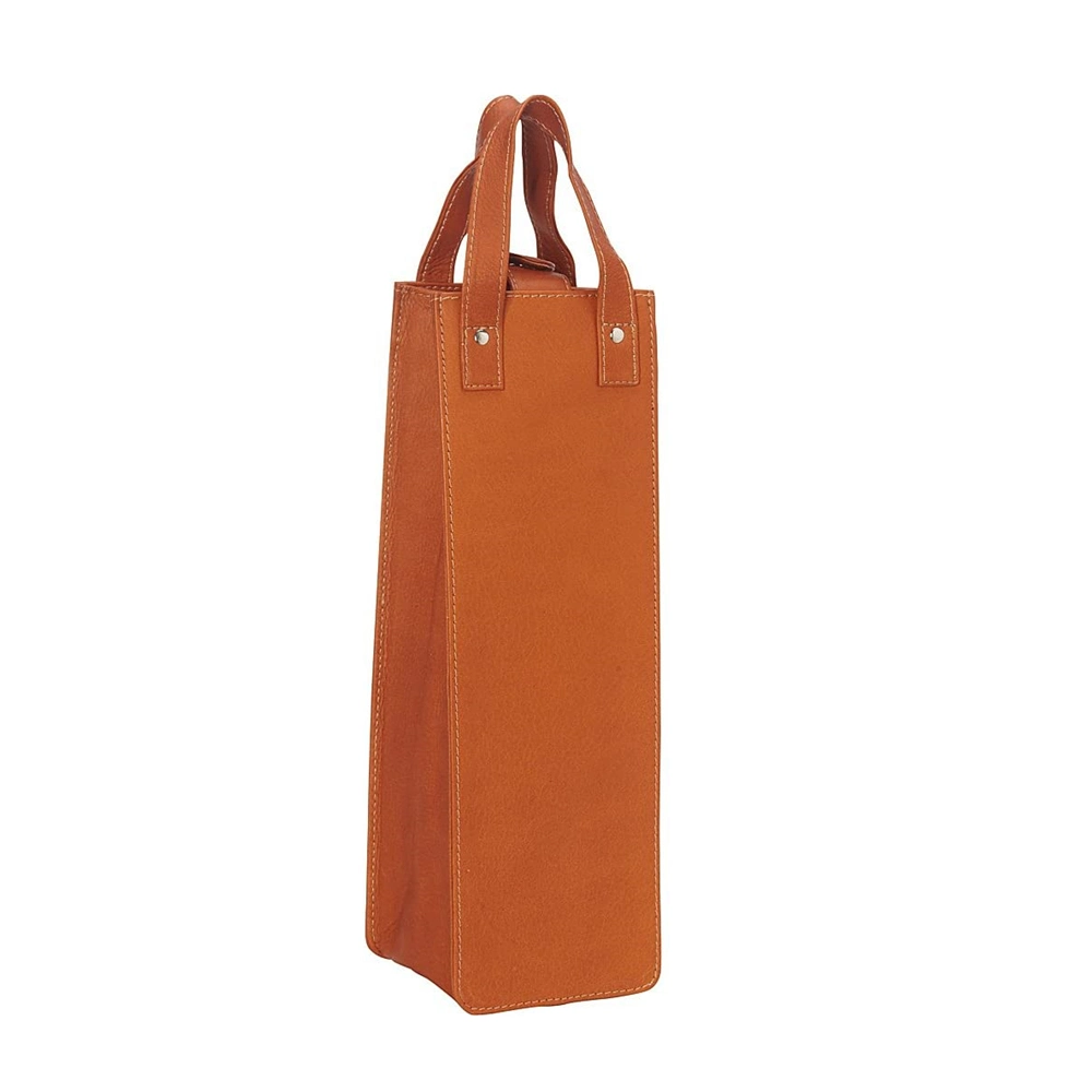 Factory Eco Friendly PU Leather Bags Single Bottle Case Custom Logo Nature Wine Bag