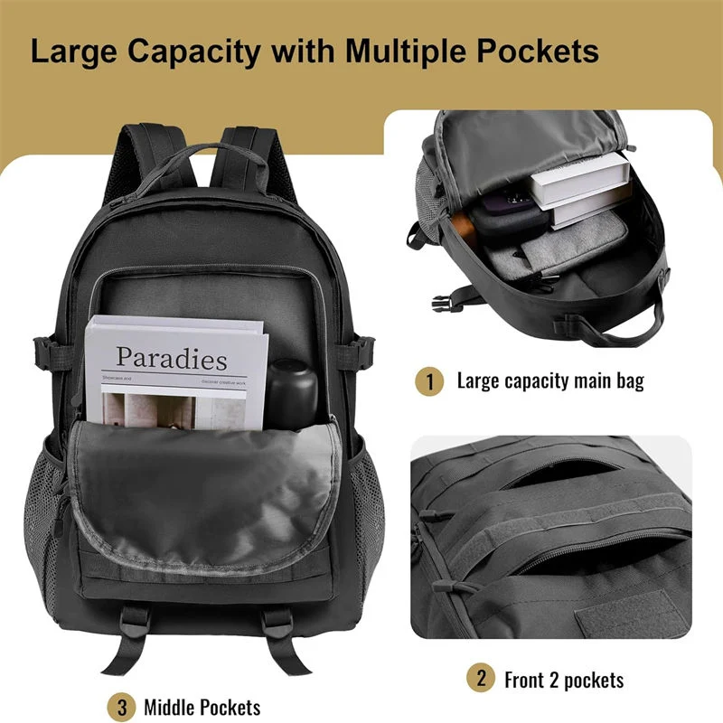 Relief Rescue Practical Black Militia Backpack Comfort Durability Emergency Moisture-Proof Reliable Lightweight Backpacks Adjustable Sternum Straps