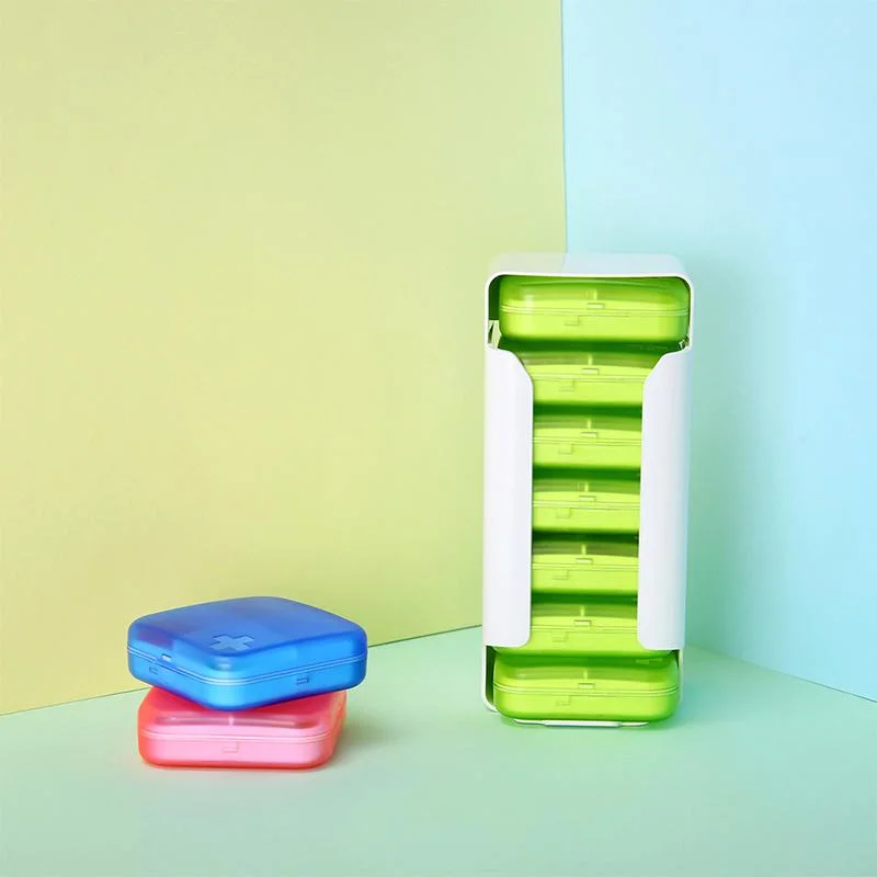 Travel Plastic Tablet Box 7 Layers 28-Grid Flip-Top Weekly Pill Organizer