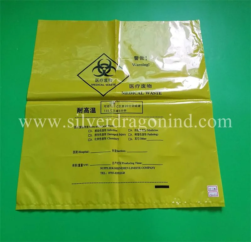 Medical Waste Bag/Biohazard Bag/Garbage Bags, Size 50cm X 70cm X 80 Mic, Yellow/Red