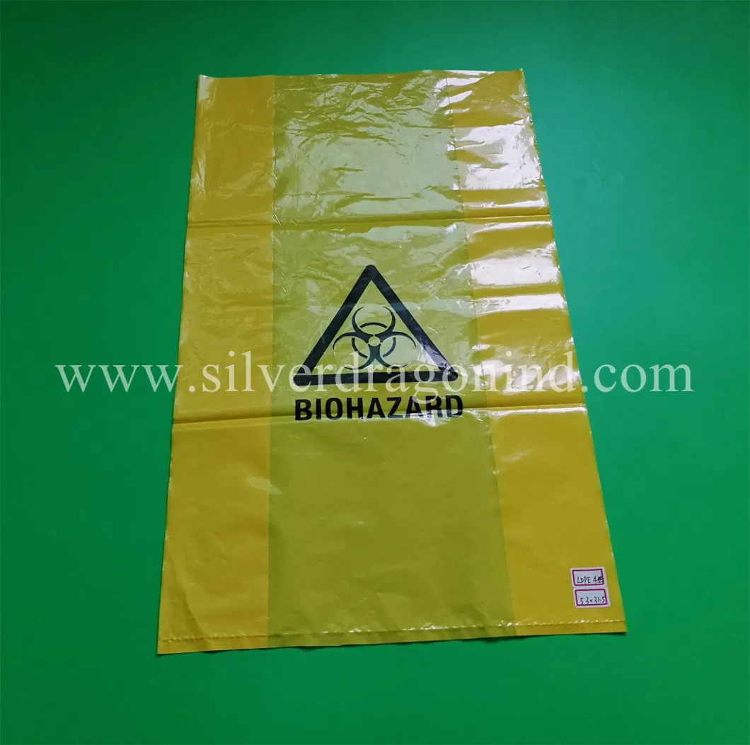 Medical Waste Bag/Biohazard Bag/Garbage Bags, Size 50cm X 70cm X 80 Mic, Yellow/Red