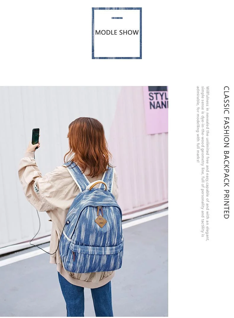 Wholesale USB Leisure Outdoor Backpack Fashion Canvas Travel Computer School Bag