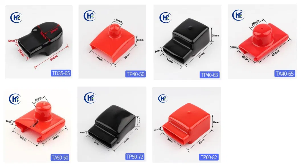 Ta40-65 Red Black Power Bus Bar Dual Busbar Protector Boot Terminal Link Cover PVC Stud Busbar Insulators with UL94V-0 Reach RoHS